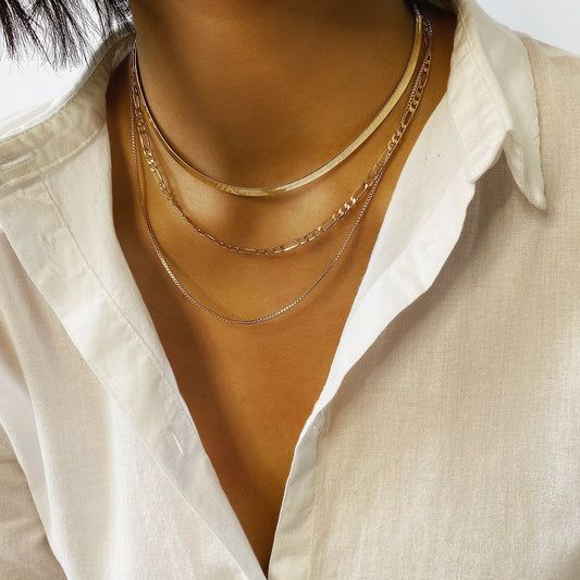 Geometric Snake Bones Chain Multi-layer Necklace