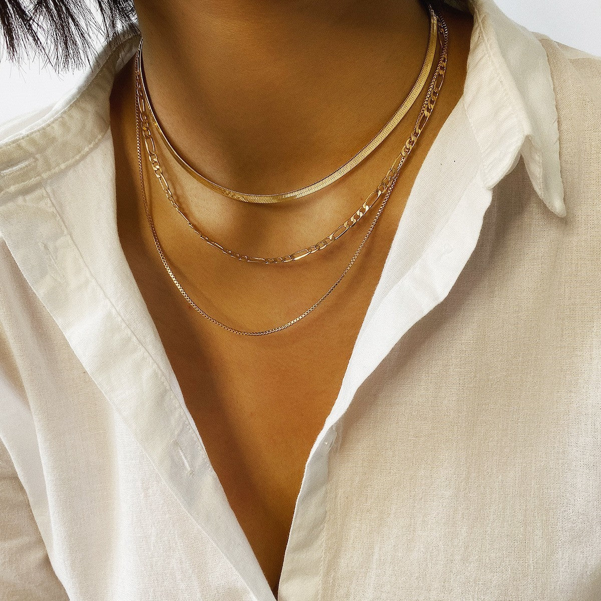 Geometric Snake Bones Chain Multi-layer Necklace