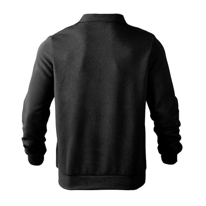 Lapel Jacquard Half-zipper Sweatshirt Long-sleeved