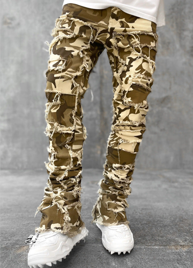 Patched Tight Fit Stacked Jeans