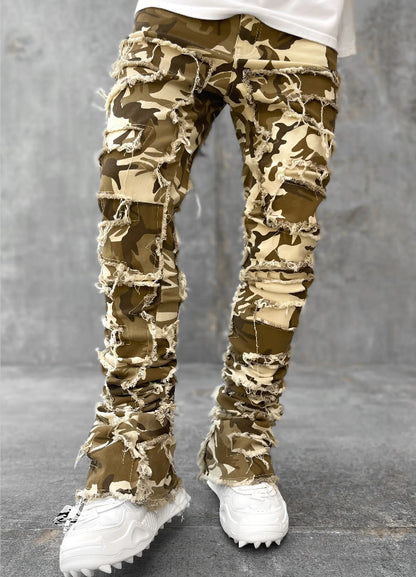 Patched Tight Fit Stacked Jeans