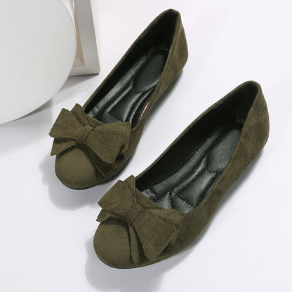 Flat Casual Shoes Women Suede Bow Round Head Gommino