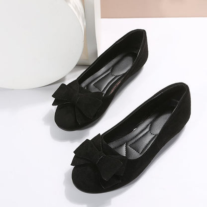 Flat Casual Shoes Women Suede Bow Round Head Gommino