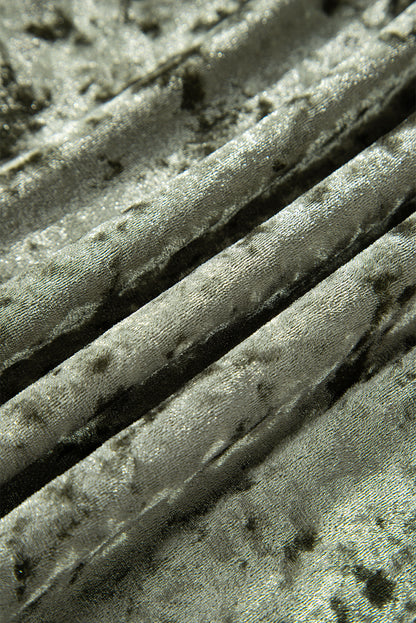 Jungle Green Plus Size Velvet Babydoll Mini Dress with Puff Sleeve