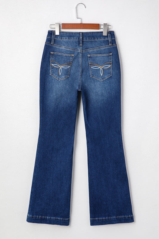 Sail Blue Western Stitch Patched Pocket Bootcut Jeans