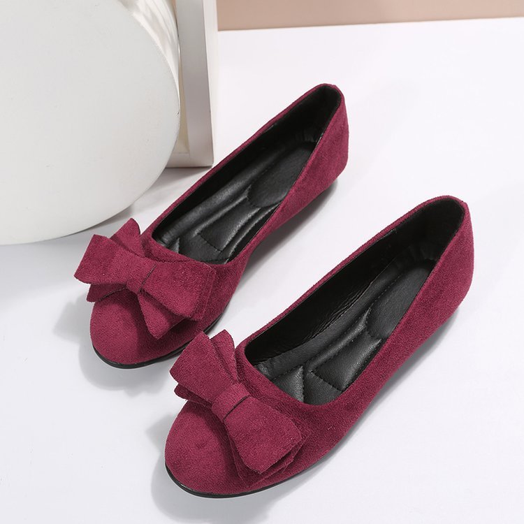 Flat Casual Shoes Women Suede Bow Round Head Gommino
