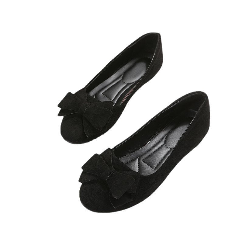 Flat Casual Shoes Women Suede Bow Round Head Gommino