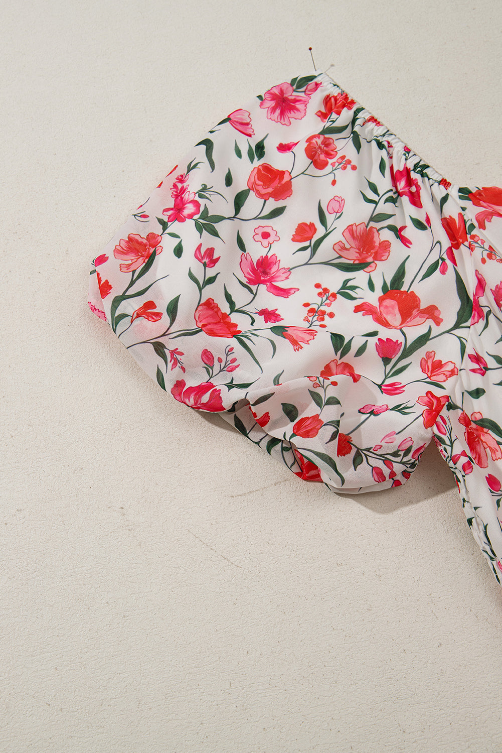 Curvy Pink Floral Square Neck Puff Sleeve Ruffle Maxi Dress